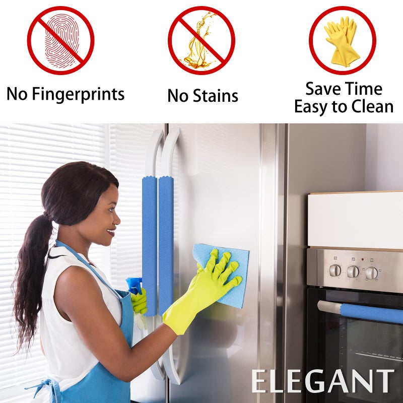 Mrkg Refrigerator Door Handle Covers, Set Of 6, One Size Fits All Widths, Keep Your Kitchen Appliance Clean From Smudges, Drips, Food Stains, Oil (Blue) - Image 2